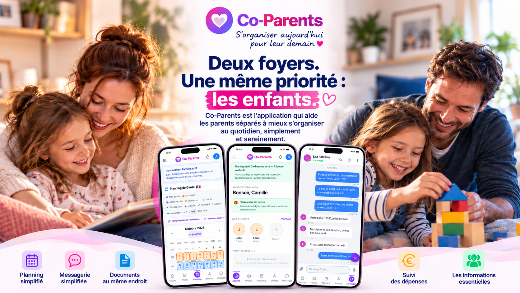 Co-Parents – Une application pour accompagner les parents séparés et leurs enfants.